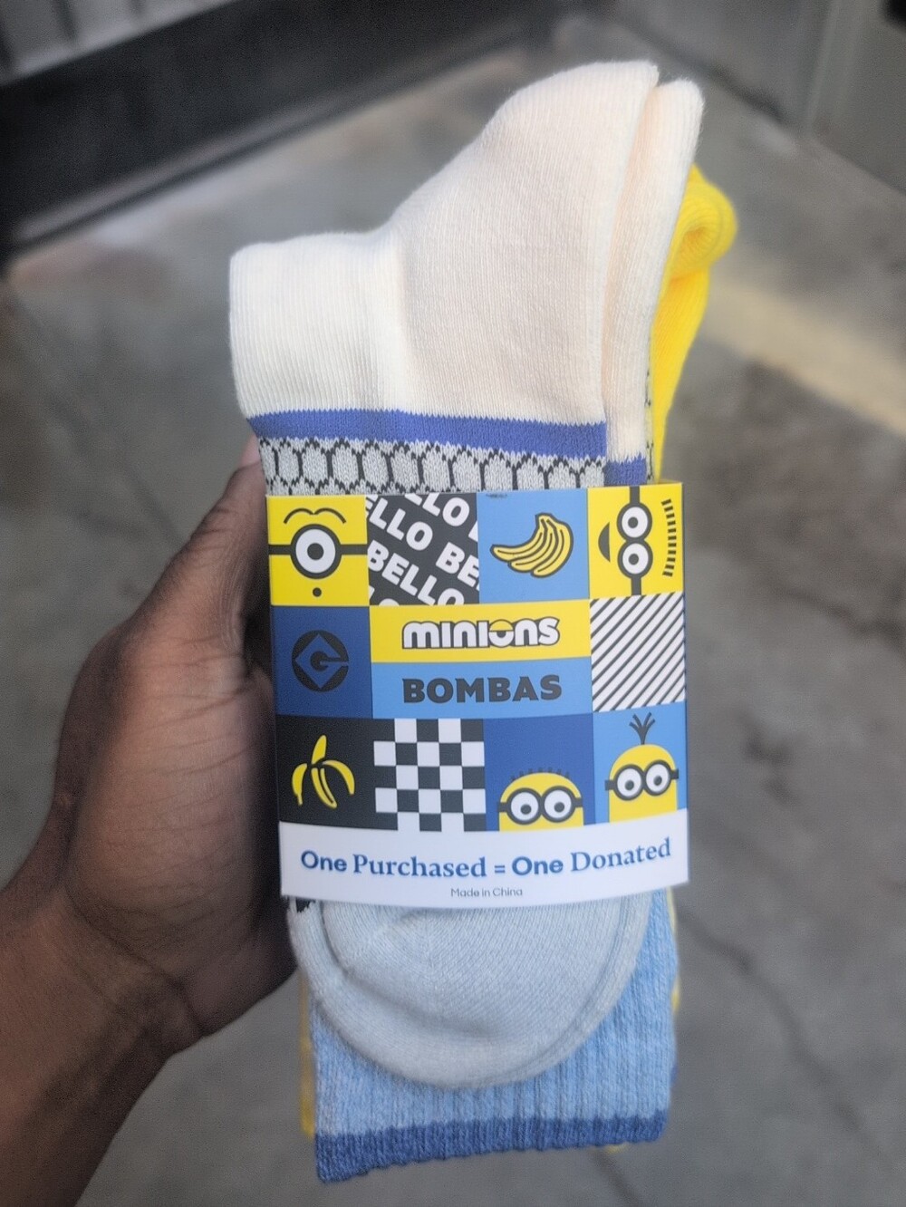 Bombas Minions Crew Socks 4pk - Size Medium Women's  8-10.5 / Mens 6-9
